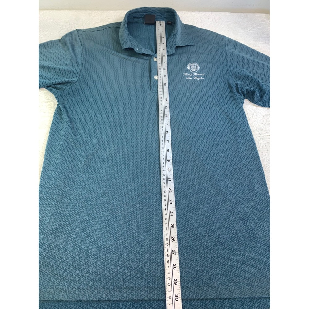 Dunning Golf Mens Polo Shirt Teal Geometric Trump National Los Angeles Size M - Picture 6 of 10